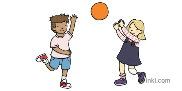 Children Playing with Ball Catch Throw Boy Girl KS1 Illustration - Twinkl
