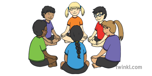 Children Sitting In A Circle Illustration - Twinkl