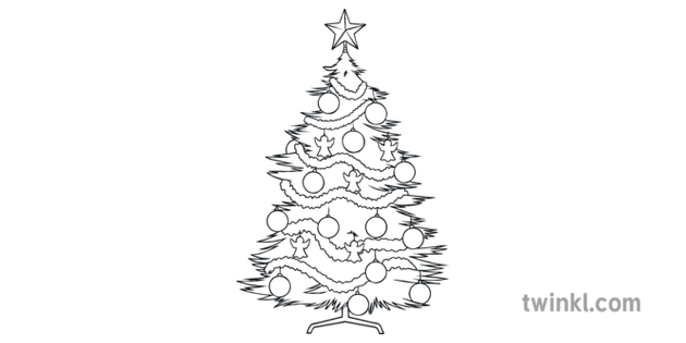 christmas tree colouring hanger illustration  twinkl