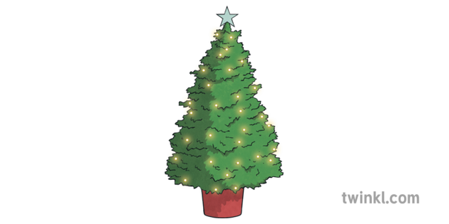 christmas tree in pot illustration  twinkl