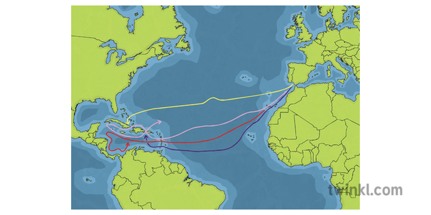 Christopher Columbus Explorer Map Without Text World Atlantic Ocean