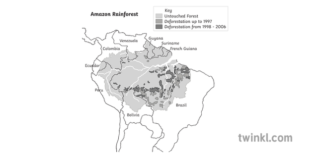 Deforestation Of The Amazon Rainforest South America Geography Map Ks3 Ks4