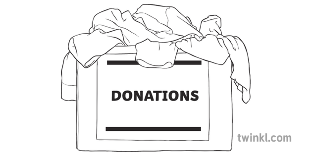 Donation Box Charity Clothes Ks2 Black And White Ilustracao Twinkl