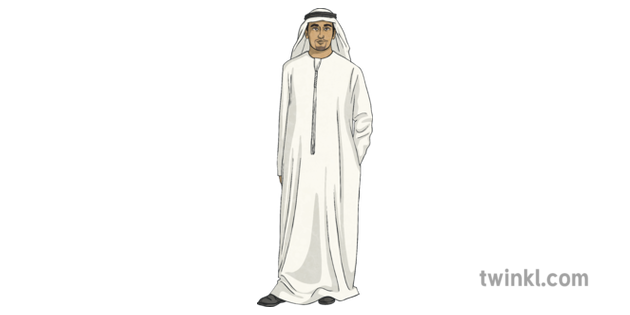 Emirati Man Uae Person Kandura Ghutra Agal History Ks2 Illustration