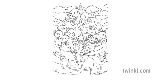 eucalyptus christmas tree mindfulness colouring sheet