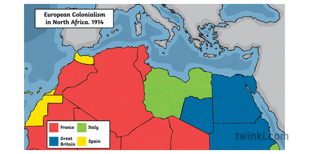 Die Europaische Kolonialismus In Nordafrika 1914 Karte Illustration Twinkl