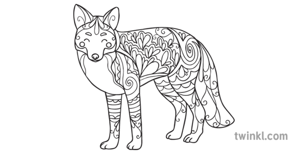 Fox Mindfulness Coloring Page Animal Story Classic Ks1 Black And White Rgb