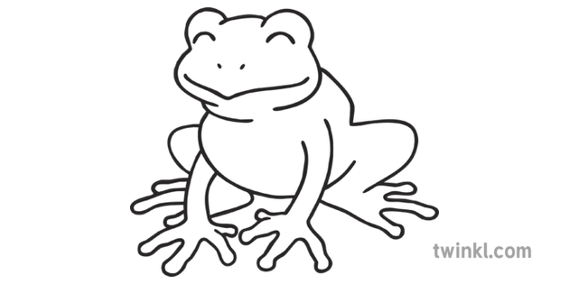 Frog 02 Black and White Illustration - Twinkl