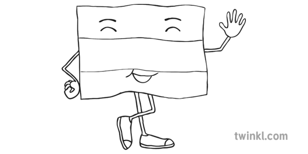 German Flag Smiley Character Black And White Illustration Twinkl