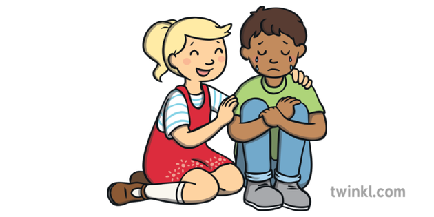 Girl Comforting Crying Boy Children Emotions Cry Tears Ks1