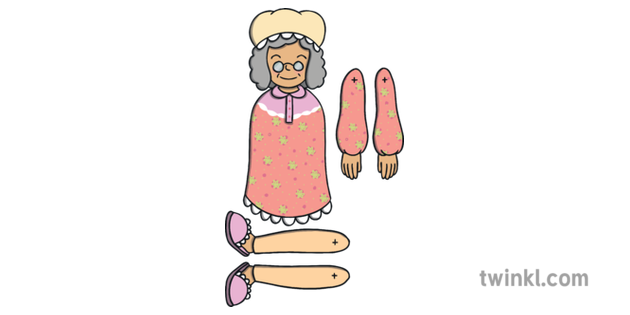 Gran Little Red Riding Hood Split Pin Character Eyfs Ks1 Illustration