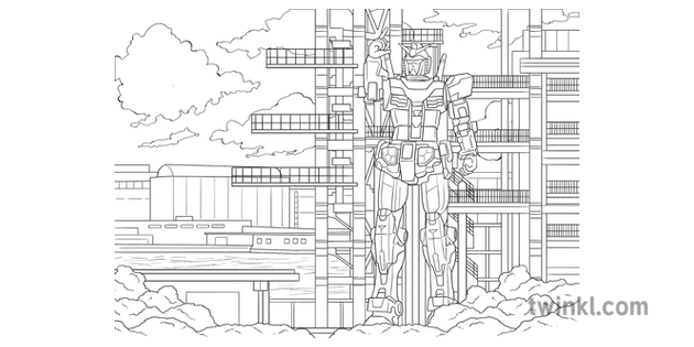 Gundam Giant Robot Scene Japon Anime Newsroom Ks2 Black And White Rgb