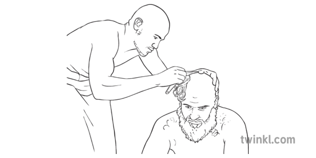 Halak Head Shave Pilgrimage Islam Religion Ks2 Black And White Illustration