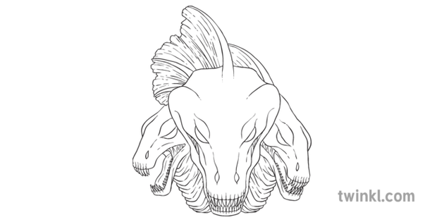 Hydra角色扮演面具希臘神話般的生物歷史ks2 Bw Rgb Illustration