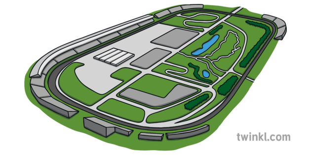 Indianapolis 500 Race Track Indy Car Racing Aerial View Ks1 Illustration