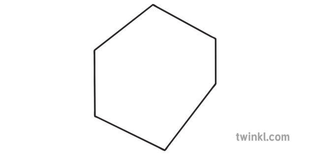 Irregular Hexagon Shape Maths Shapes KS1 Black And White RGB Illustration