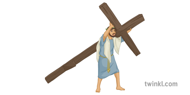 Jesus Sein Kreuz Tragt Kreuzweg Zwei Christliche Bibel Kreuzigung Ostern