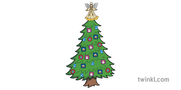 ks1 christmas tree with angel and chocolate decorations