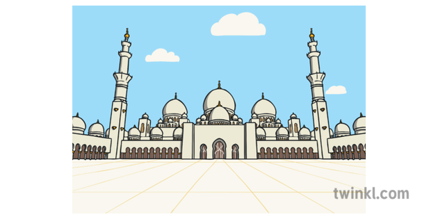 Pretty Grand Mosque Illustration In Flat Style