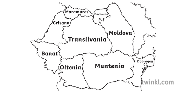 Ks1 Romania District Map 3 Outline Regions Geography Black And White Rgb