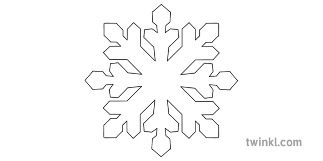 KS1 Snowflake Template 1 Result Black and White Illustration - Twinkl