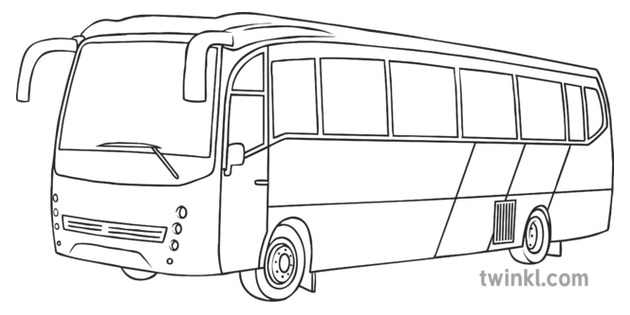 KS2 Coach Vehicle Bus KS2 Black and White Illustration - Twinkl