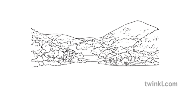 在春天的时候一般的湖水景观背景山山第二次bw Rgb