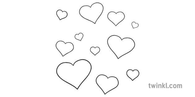 Lots Of Love Hearts Black And White Illustration Twinkl