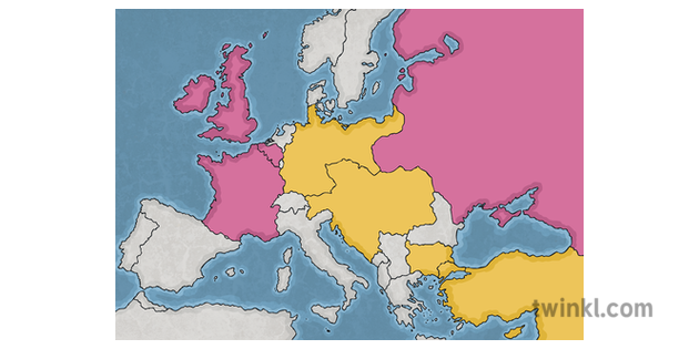 Map Of Europe Ww1 No Labels Countries At War Axis Allied World