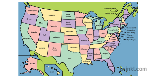 Map Of Usa Labelled Geography United States Of America Ks1
