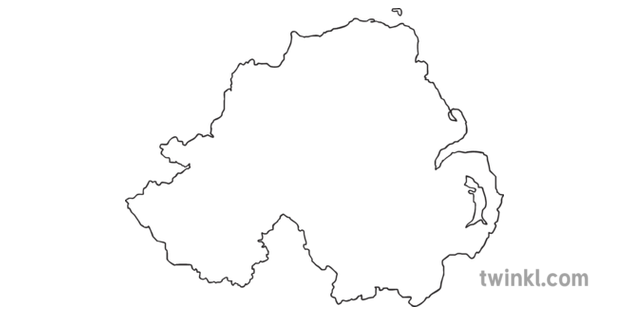 Map Outline of Northern Ireland Country Shapes Flag Continents KS1 Black