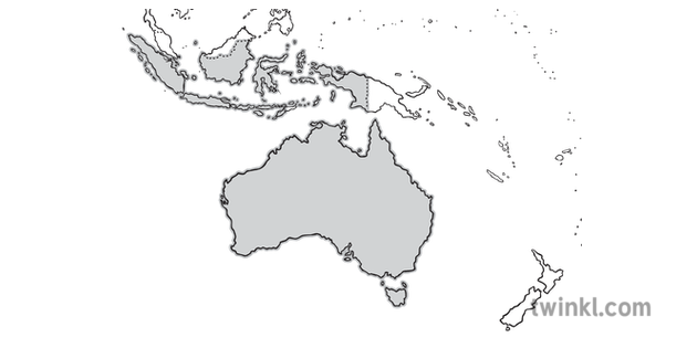 Map Of Australia And Indonesia Map of Australia and Indonesia Geography Pacific KS2 Black and 