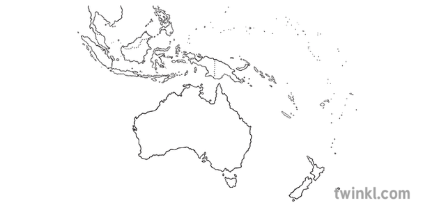 Map of Australia and Its Neighbouring Countries Geography KS2 Black and