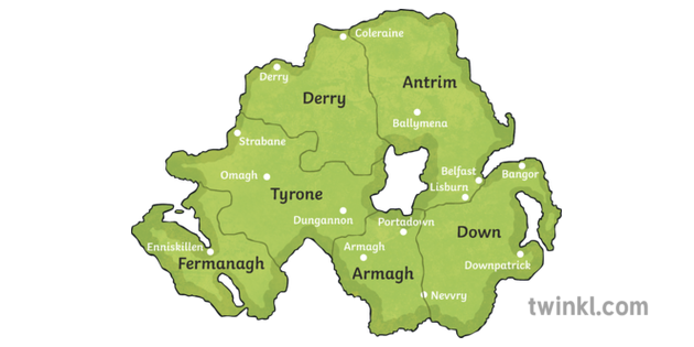 Map Of Northern Ireland With Cities Illustration Twinkl