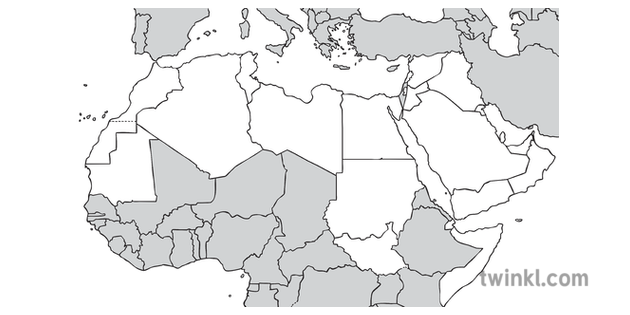 Map Of The Arab World No Labels Arab States League Countries Geography Ks1