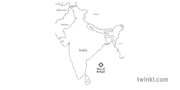 Map Of India With Bay Of Bengal Highlighted Map Year 6 Hass Geography Asia