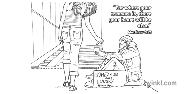 Download Matthew 6 21 Colouring Page Black And White Illustration Twinkl