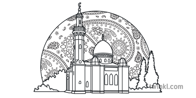 Mindfulness Mosque Islam Ramadan Religion Colouring Ks1 Illustration