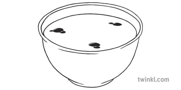 Mixing Bowl With Milk And Food Colouring Black And White Illustration