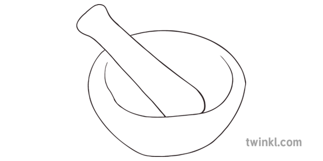 Mortar And Pestle Black And White Illustration Twinkl