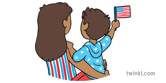媽媽 兒子 獨立日 7月4日 美國 美洲 Ks1 Illustration