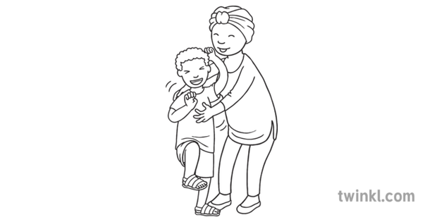 Mutter Kitzel Kind Lustiges Spiel Spielen Muttertag Ks1 Schwarzweiss