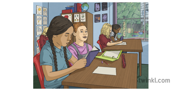 Pupils studying together in a classroom.