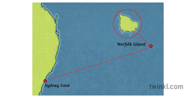 Norfolk Island And Sydney Cove Voyage Map Map Australia First Fleet