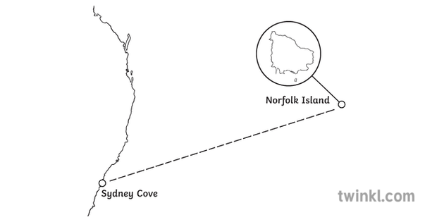 Norfolk Island And Sydney Cove Voyage Map Map Australia First Fleet Norfolk Island And Sydney Cove Voyage Map Map Australia First Fleet