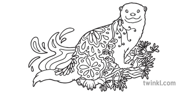 Download Otter Mindfulness Colouring Animal Water Mammal KS1 Black and White RGB