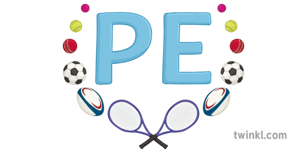 PE Logo Sport Tennis Football Rugby Cricket Hockey KS3 Illustration