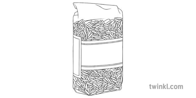 Packet Of Rice No Text Pshce Foodbank Ks3 Ks4 Black And White Illustration