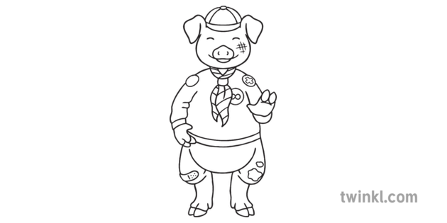 彼得猪02黑色和白色 Illustration Twinkl
