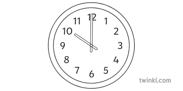 Red Clock 10 Oclock Telling Time Numbers Scotland Ks1 Black And White Rgb